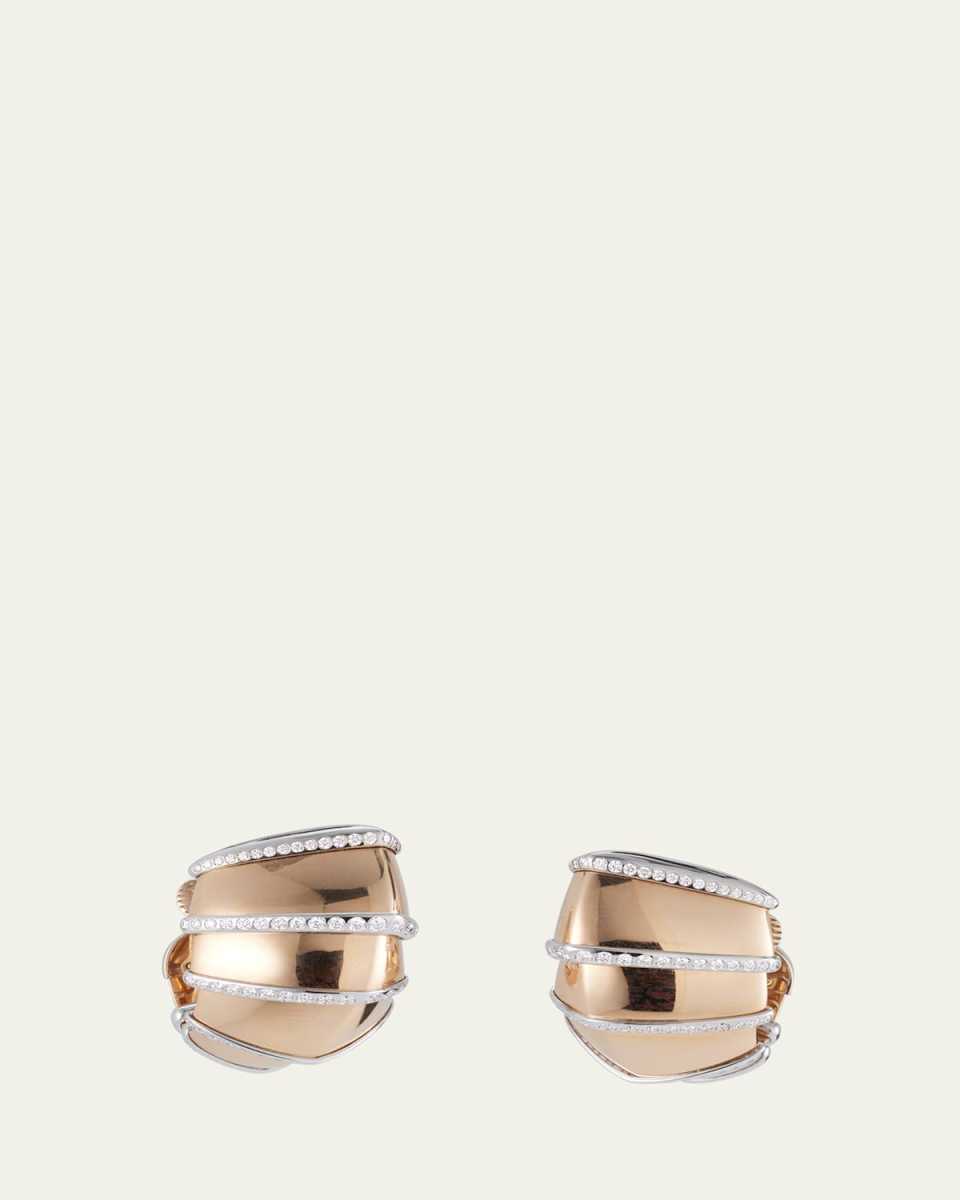 Ardis Rose and White Gold Clip-On Earrings with Diamonds